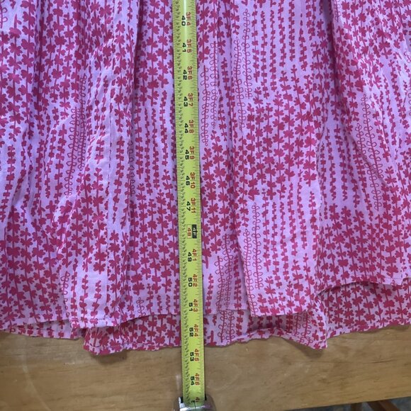 Banjanan Constance Pink Maiden Grass Raspberry Rose Midi Dress Sz XS Ruffle - Picture 11 of 14